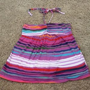 Roxy Multicolor Striped Halter Tank Top - Purple, Pink, Teal, White